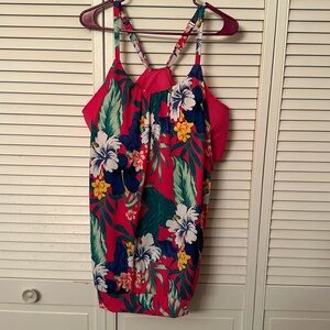 Cacique Women's 18 Tankini Swim Top Pink Tropical